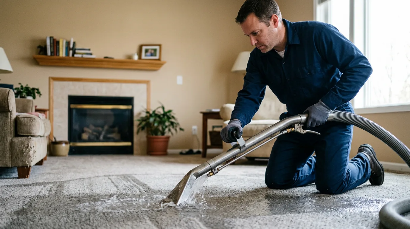 Water damage restoration technician working near Lake Mills, IA